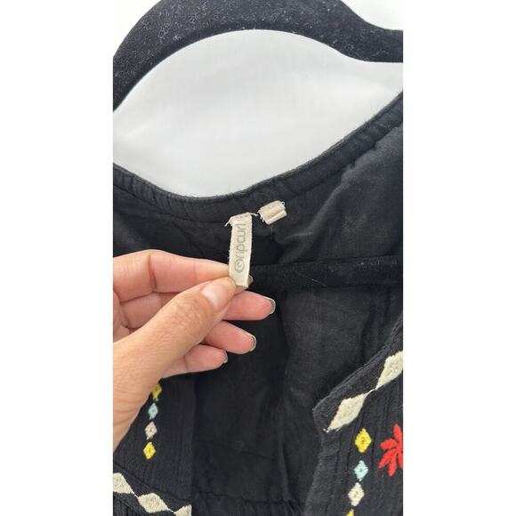 Rip Curl Fantasy Cardigan black gauze material embroidered open front size L - Picture 3 of 9